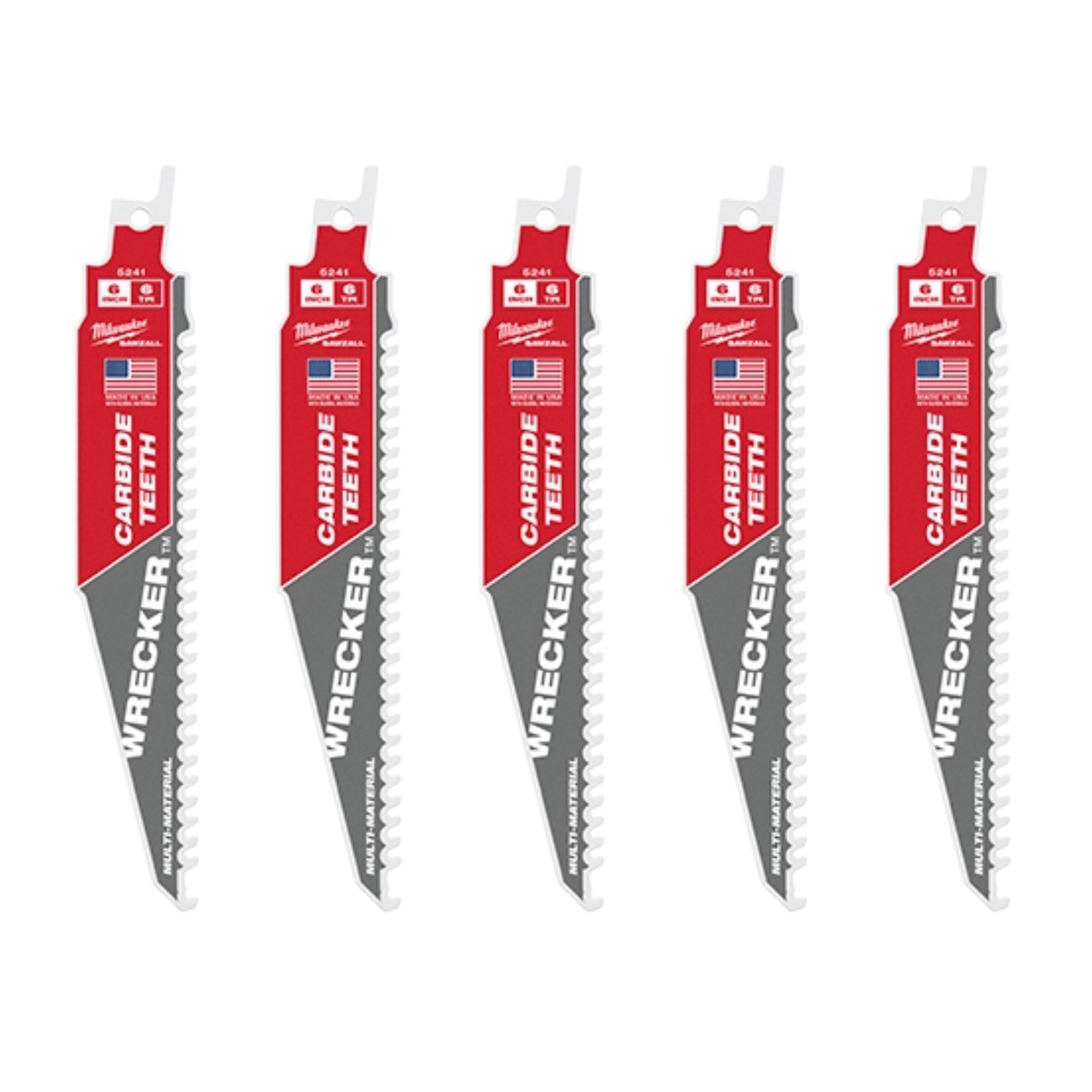 Milwaukee 6" 6 TPI WRECKER with Carbide Teeth SAWZALL Blade for Multi-Material (5 PK) from Columbia Safety